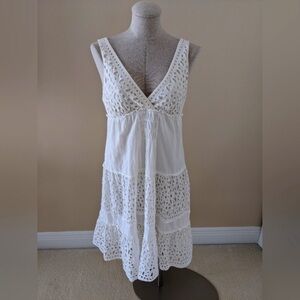White Sleeveless Eyelet Dress